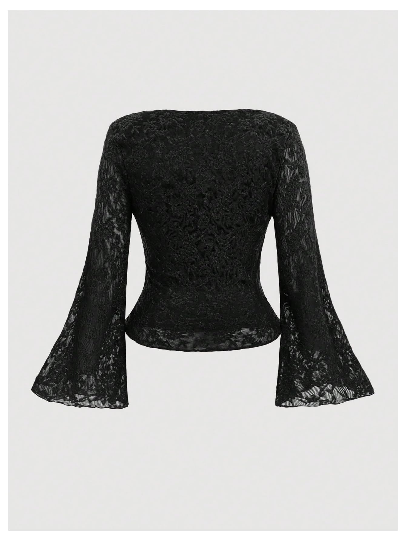 SOLY HUX Women's Plus Size T Shirt Bell Long Sleeve Square Neck Ruched Tee Y2k Lace Going Out Tops: XX-Large Plus Plain Black