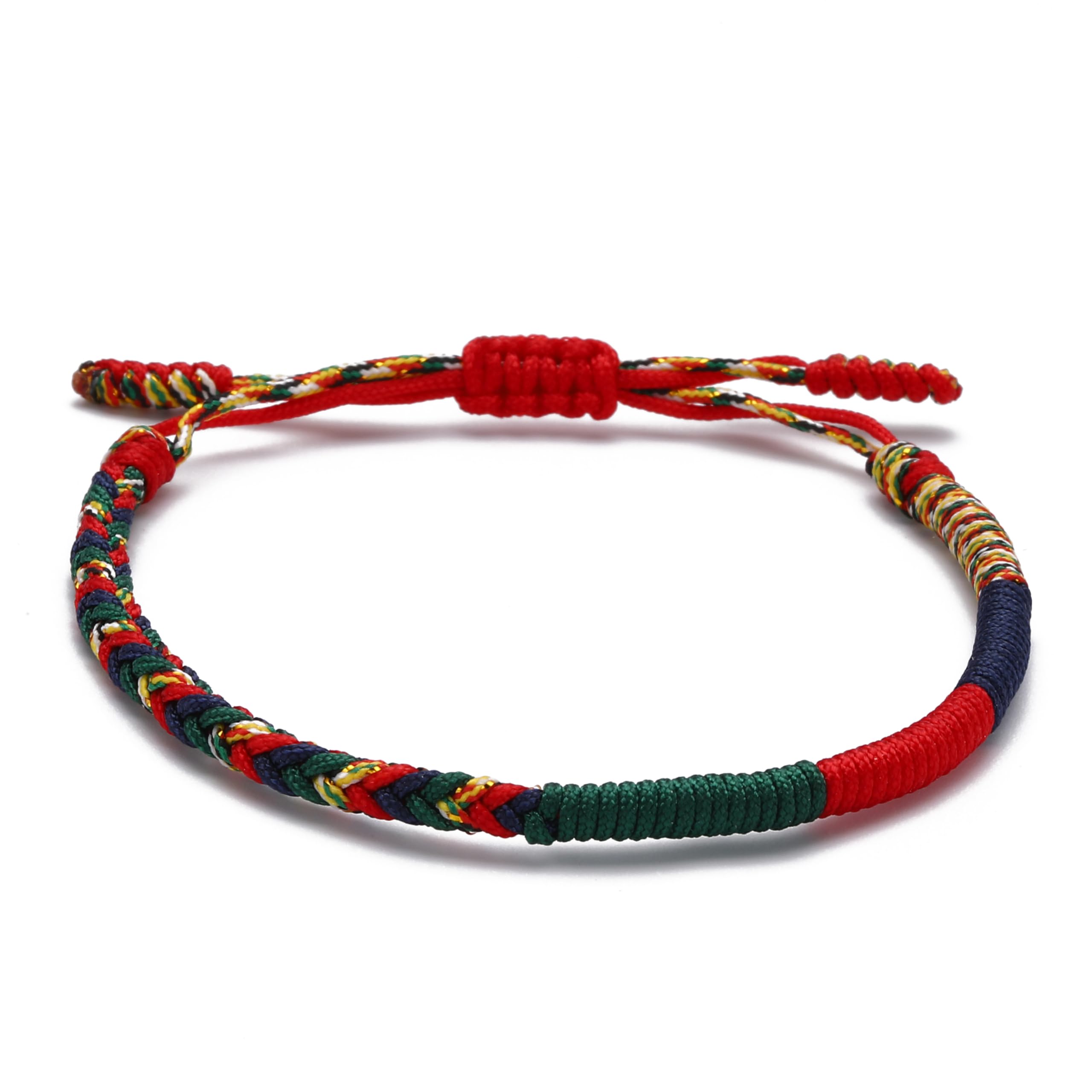 LUCKY BUDDHISTHandmade Bracelet + Buddhist Gift! Tibetan Good Luck String Armband. for Women, Men, Teens. Adjustable Size! Friendship Present. Handcrafted Rope Woven Chakra Wristband