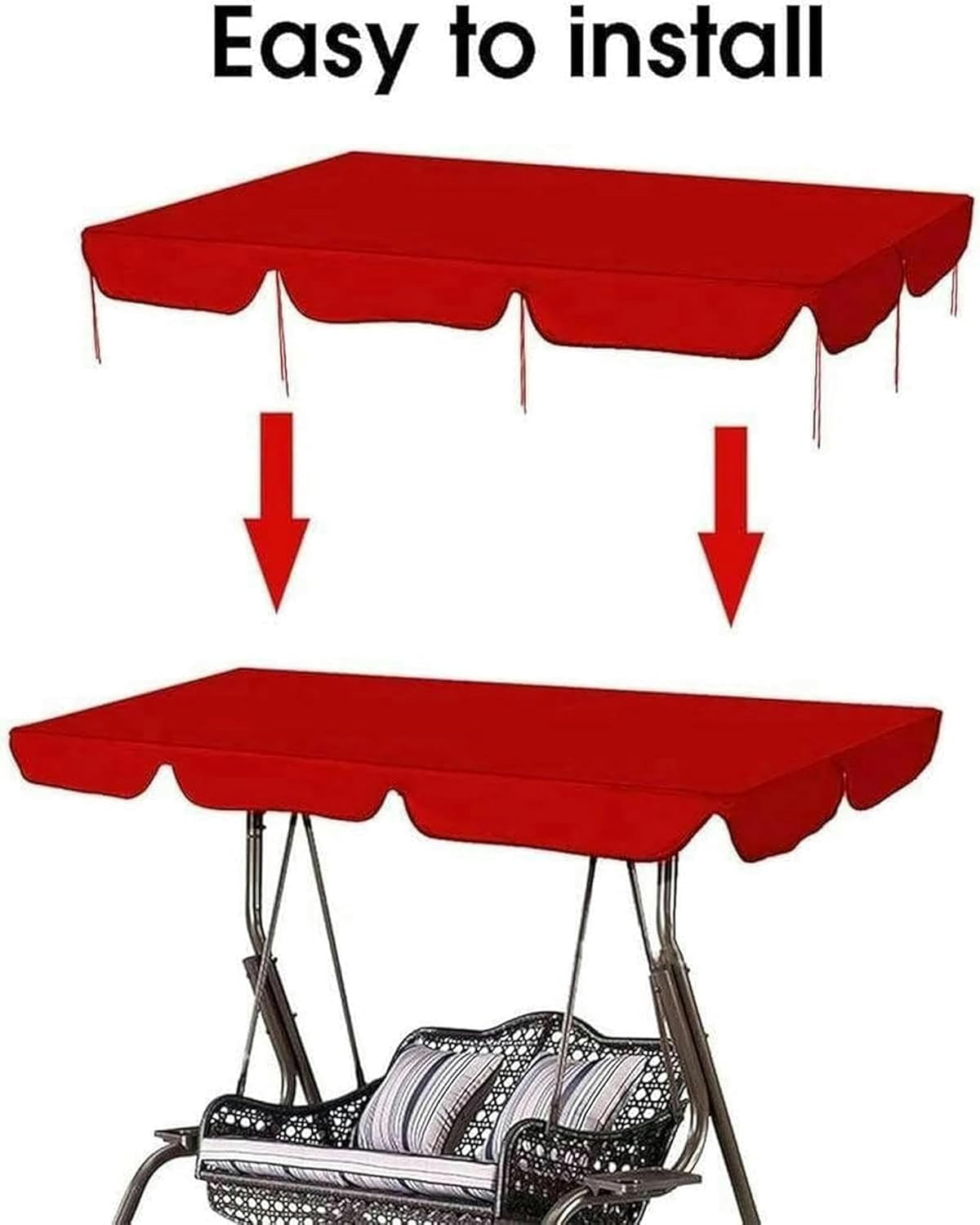 Replacement Canopy for Swing Seat, 2 or 3 Seater Swing Chair Seat Top Cover, Waterproof UV Protection dust-Proof Outdoor Hammock Top Cover-*1, 75x52x5.9 inch, Beige