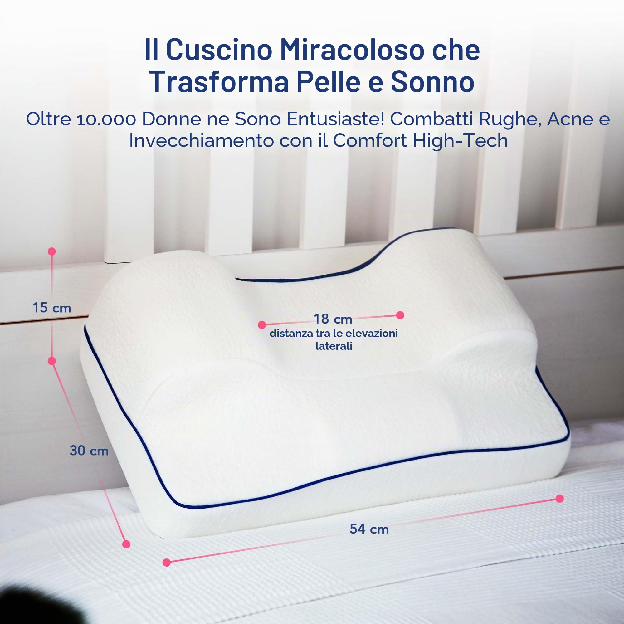Cuscino Contro le Rughe | Anti Acne | Guanciale Ortopedico Antietà | Posizione Corretta del Collo e Della Schiena | Premium Memory Foam | con Copertura Extra in Bambù