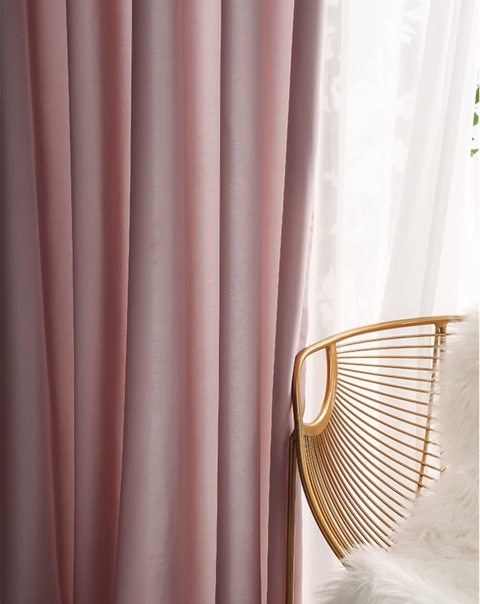 KnSam Rideaux Voilages Épaissi Rose avec Oeillets, 2 Panneaux, 264 x 160cm (1 Panneau: 132 x 160cm)