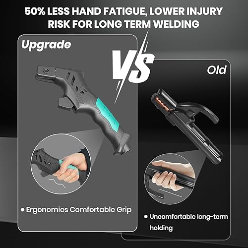 Miniatura 3 de SSimder Portaelectrodo Ergonómico para Soldadura Stinger de 600AMP, Portaelectrodos de Cobre para Soldadura de Barra Pesada con Ángulo Múltiple