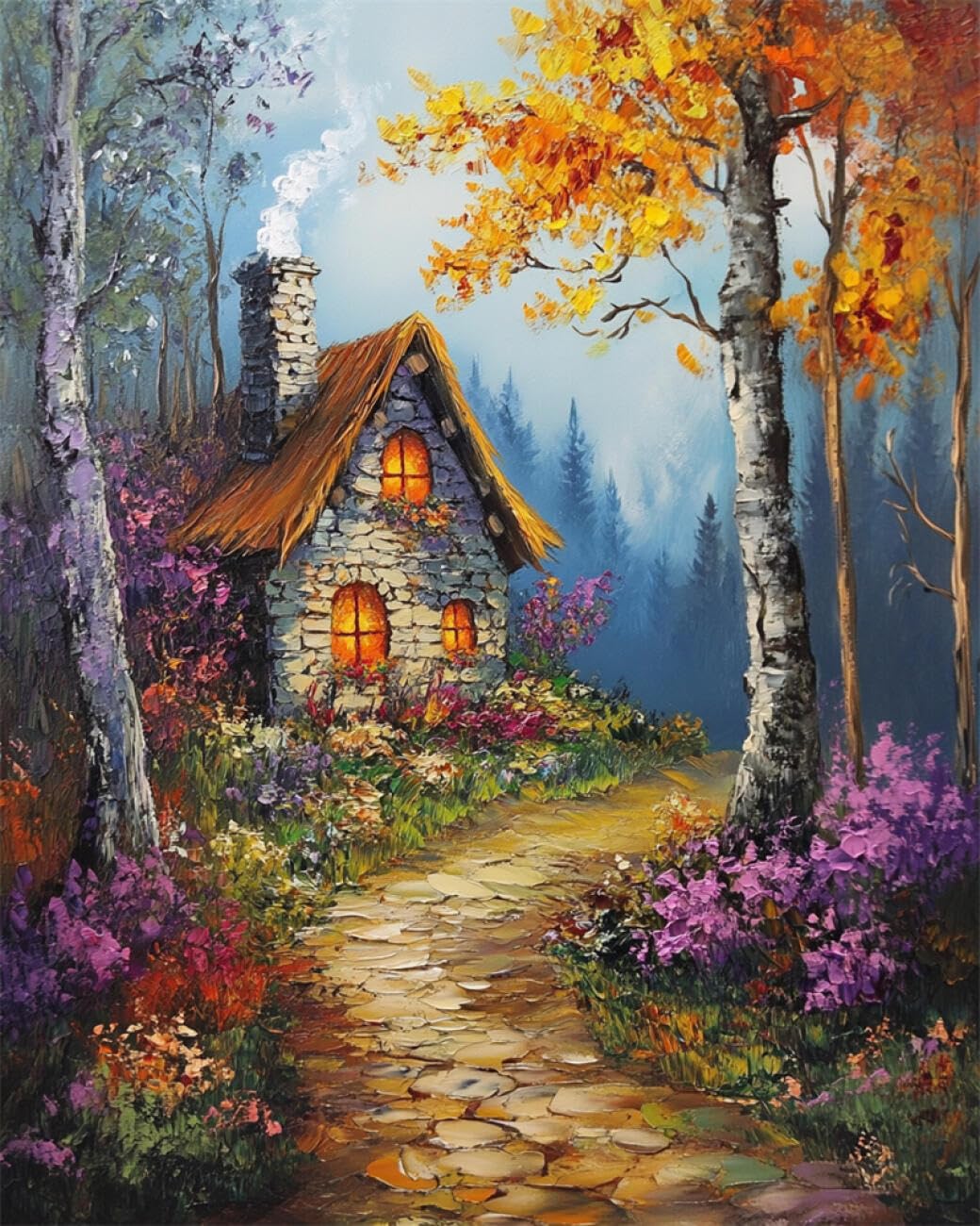 Rkflgew G Diy Embroidery Set Forests Cabin 30X40cm