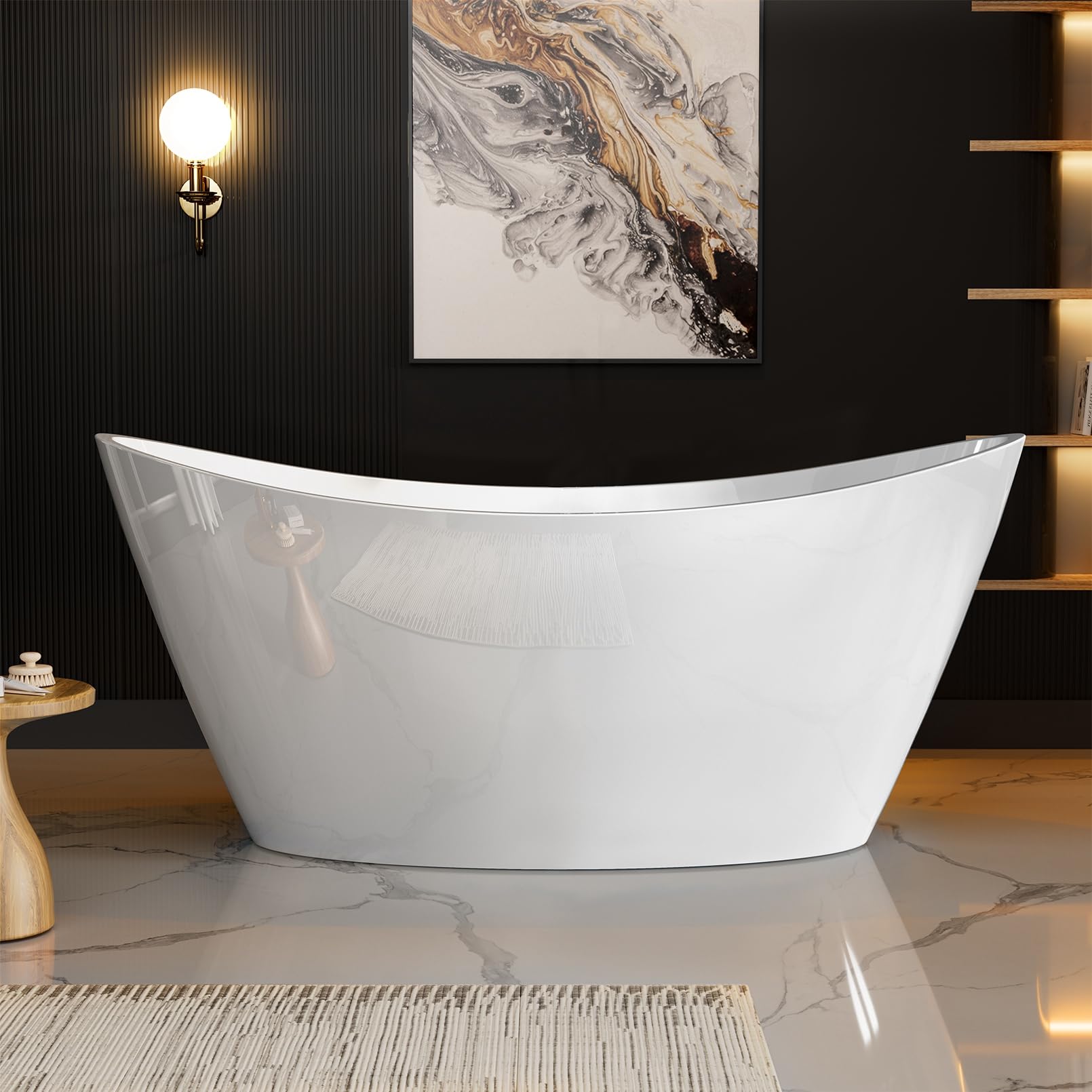 Empava 67" Luxury Freestanding Soaking Bathtub - Modern Oval Spa Tub