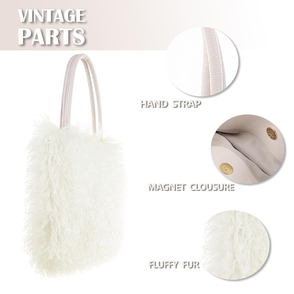 Amazon.com: Women's Fuzzy Tote Bag Curly Handbag Furry