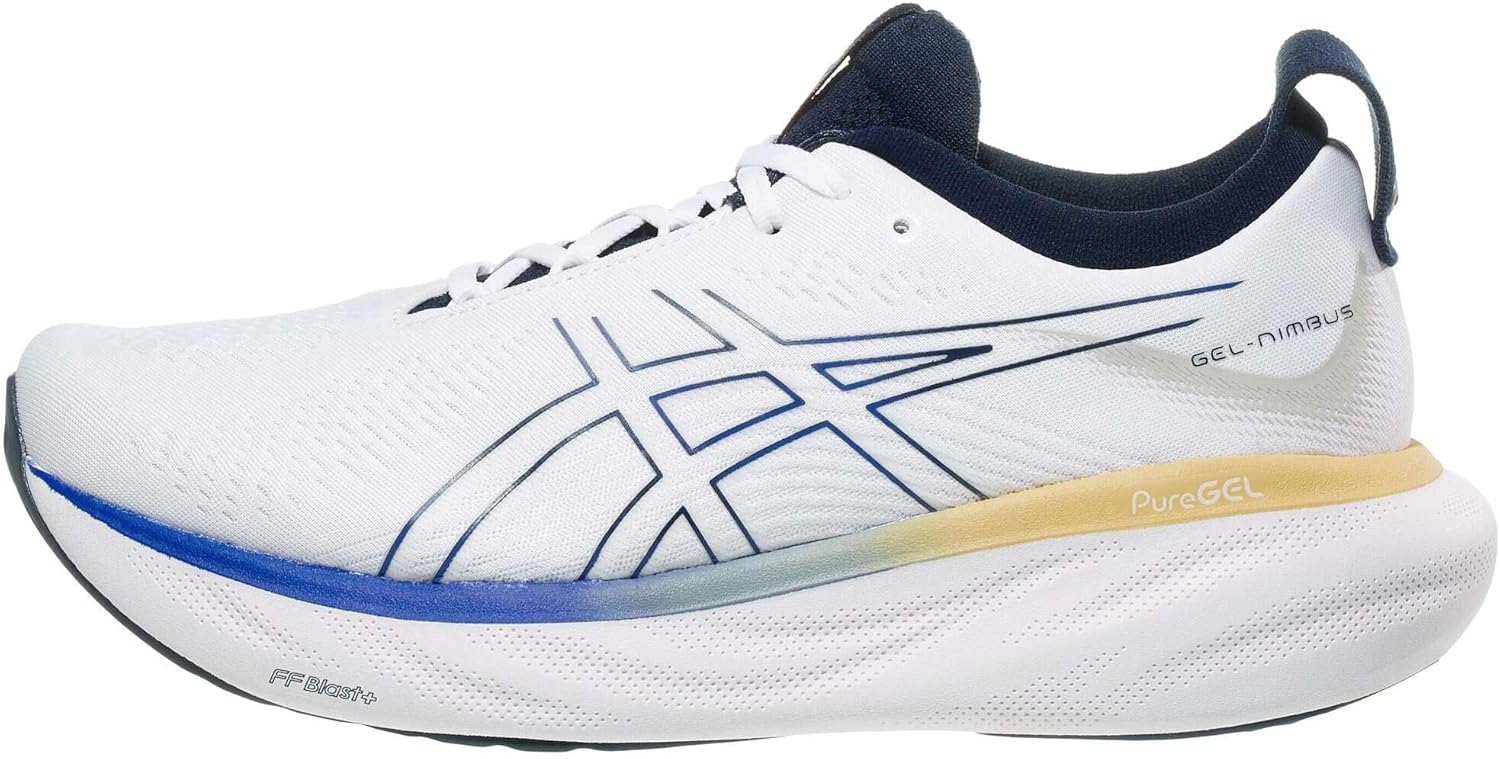 Amazon | ASICS Gel-Nimbus 25, ホワイト/イリュージョンブルー, 9