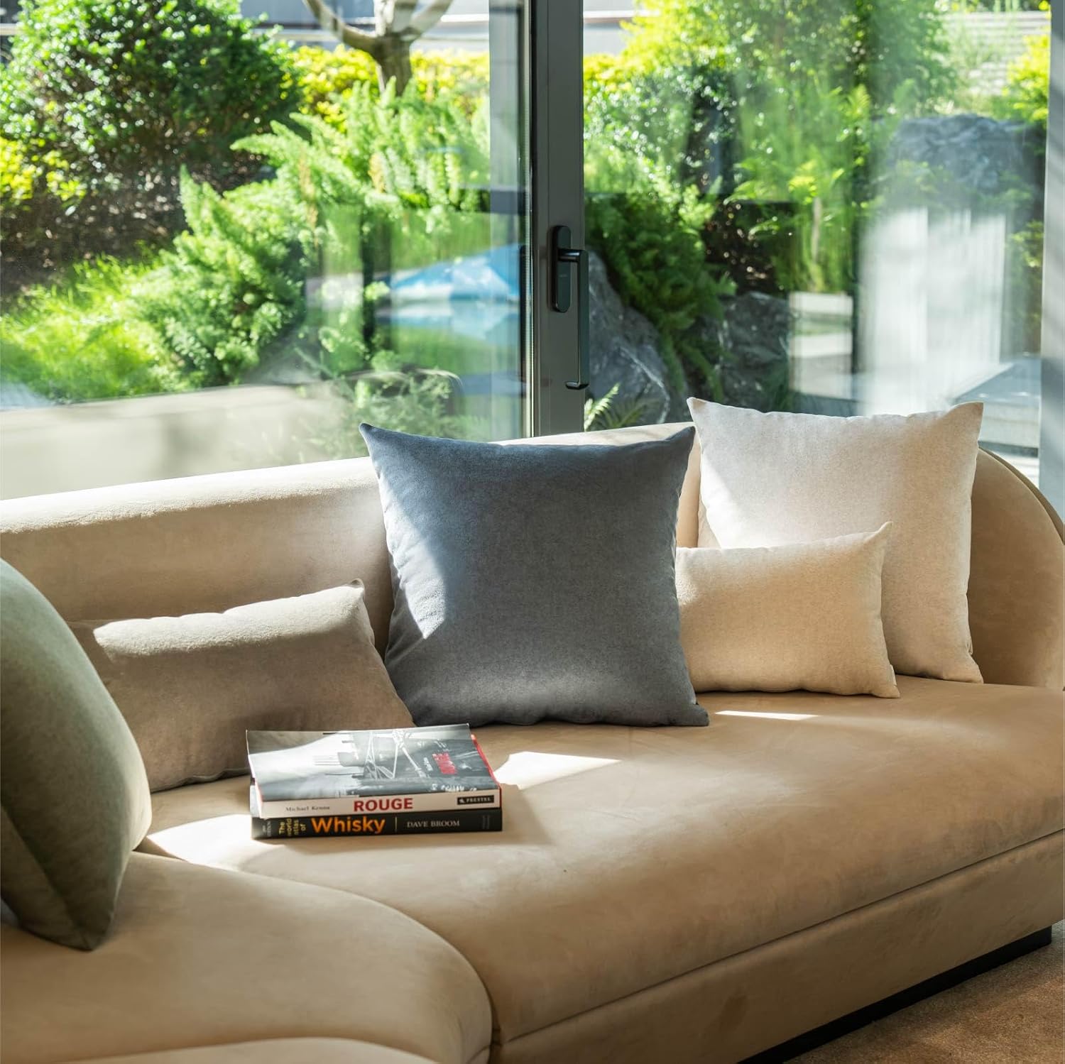 a moment Set of 2 Decorative Pillow Covers,18x18 Inch Waterproof Throw Pillow Cases,Pet-Friendly Stain-Resistant Cushion Covers for Sofa Couch Bed Outdoor Ivory - Image 7