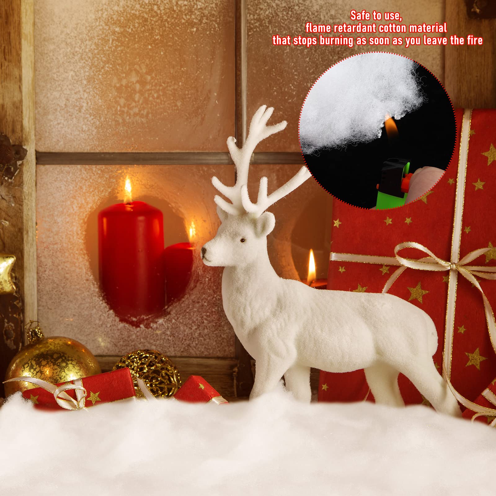 Leitee Lot de 4 sacs de 600 g de fausse neige artificielle pelucheuse, décorations de neige pour intérieur, cheminée, sapin de Noël, village