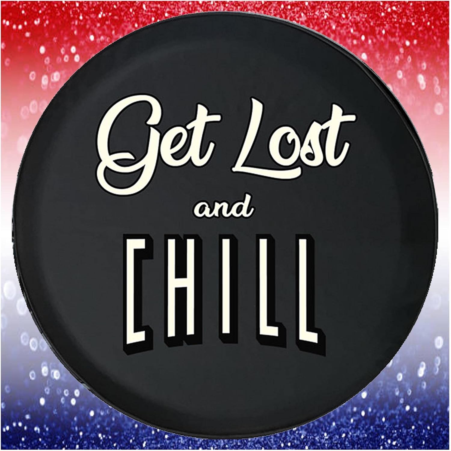 Spare Tire Cover Get Lost and Chill Camper Black Accessories for Trailers Trucks SUVs RV Campers 35 Inch