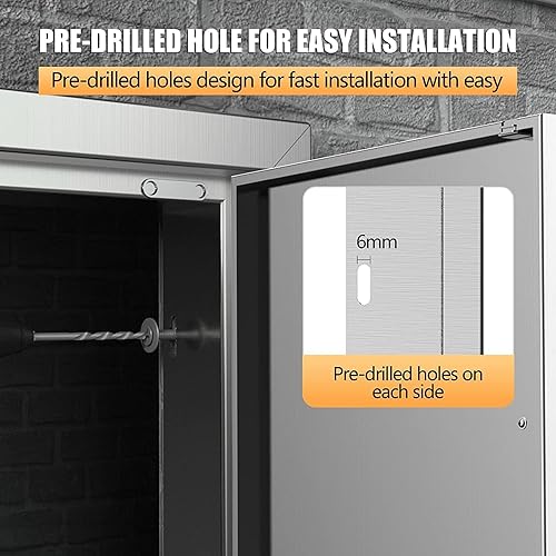 Miniatura 6 de KODOM Puertas de cocina al aire libre de 30 pulgadas de ancho x 21 pulgadas de alto, puertas de acceso dobles para barbacoa, puertas de acero