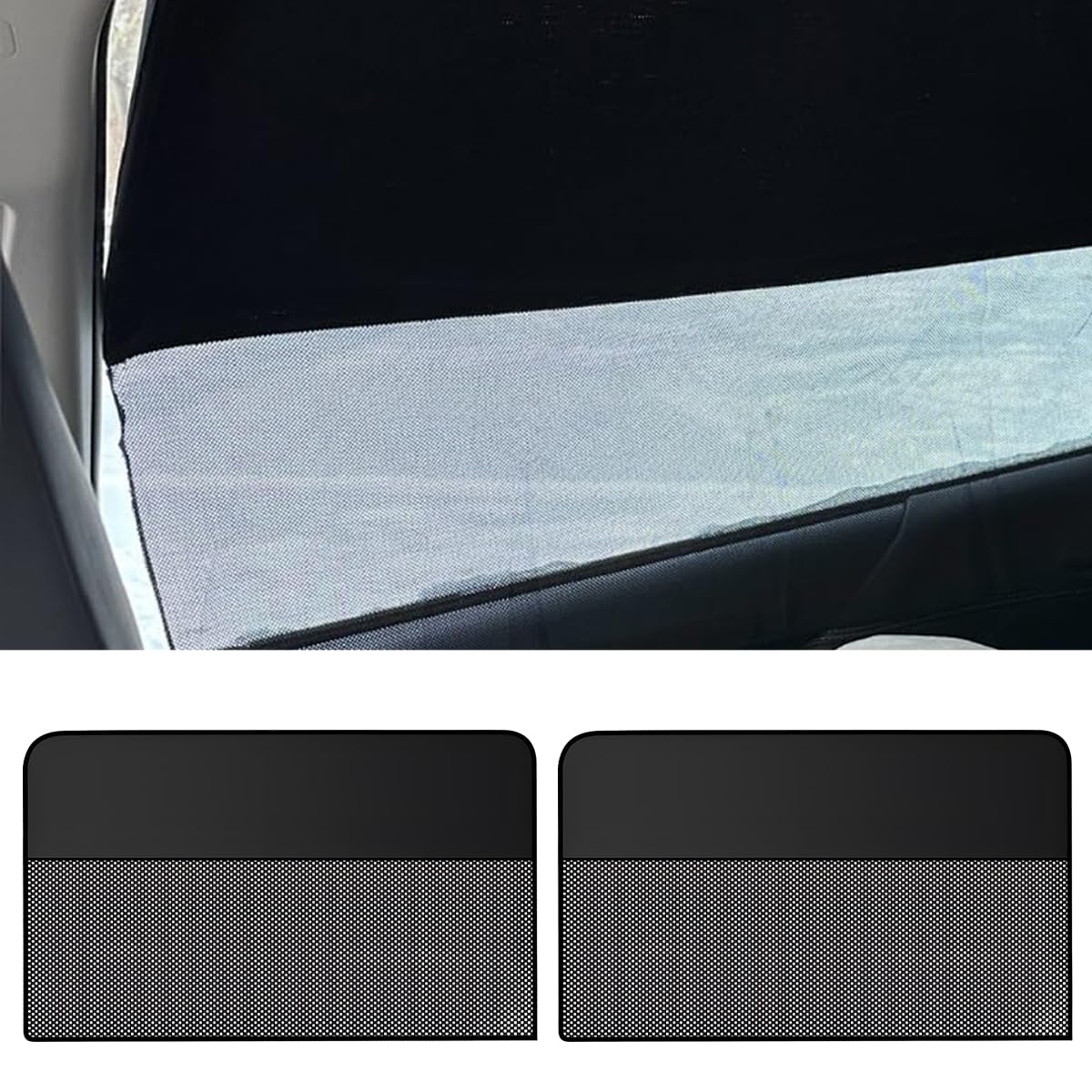 2PCS Car Window Shades, Magnetic Side Window Sun Shade, Half Blackout Rear Window Privacy Cover for Baby Passenger, Car Sun & Privacy Protection Accessory for Camp, Travel, Nap (Rear/Half)