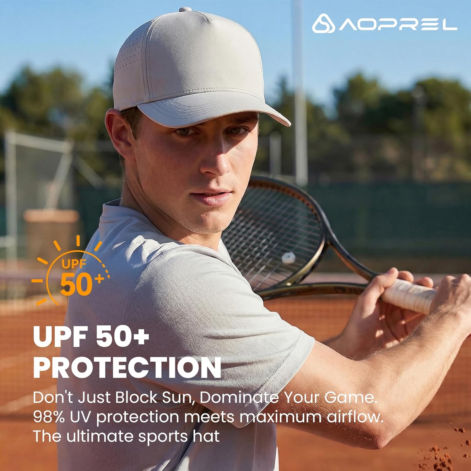 AOPREL Baseball Cap Waterproof Quick Dry Performance Hat with Laser Perforated Breathable for Men Women Golf Running Workout