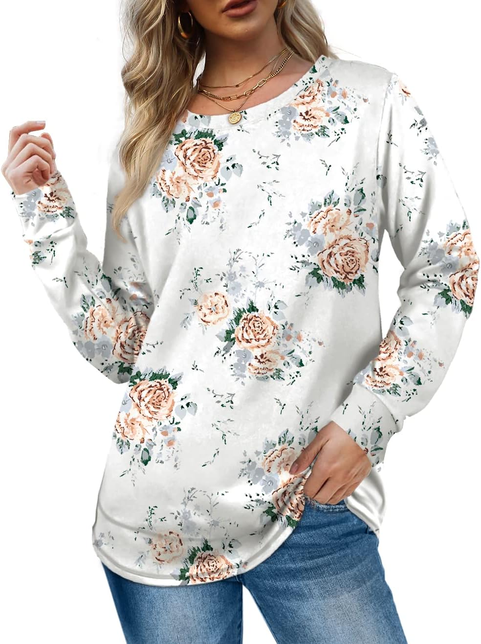 Dofaoo Sweatshirts for Women Crewneck Long Sleeve Shirts Tunic Tops for Leggings Fall Fashion Winter Clothing - Image 2