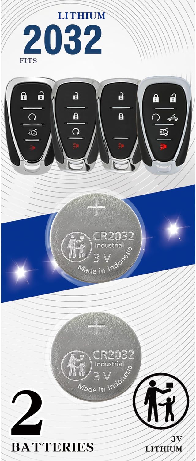 CR2032 Key Fob Battery Replacement For Chevy Camaro 2010-2023 - 2 Pack