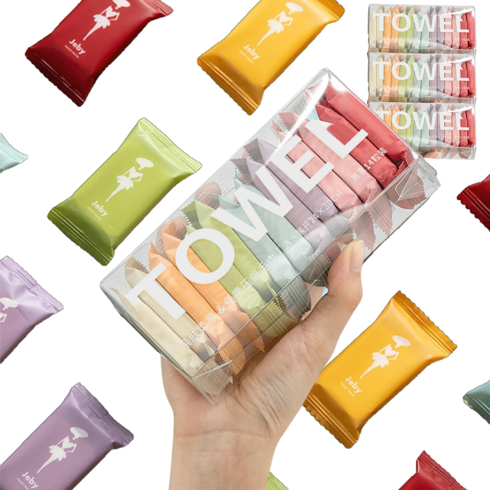 56Pcs Travel Wash Cloth, Disposable Compressed Towels, Portable Face Towel Washcloth, Super Absorbent Disposable Washcloths for Outdoor Travel Camping Hiking Sport Hotel Beauty Salon