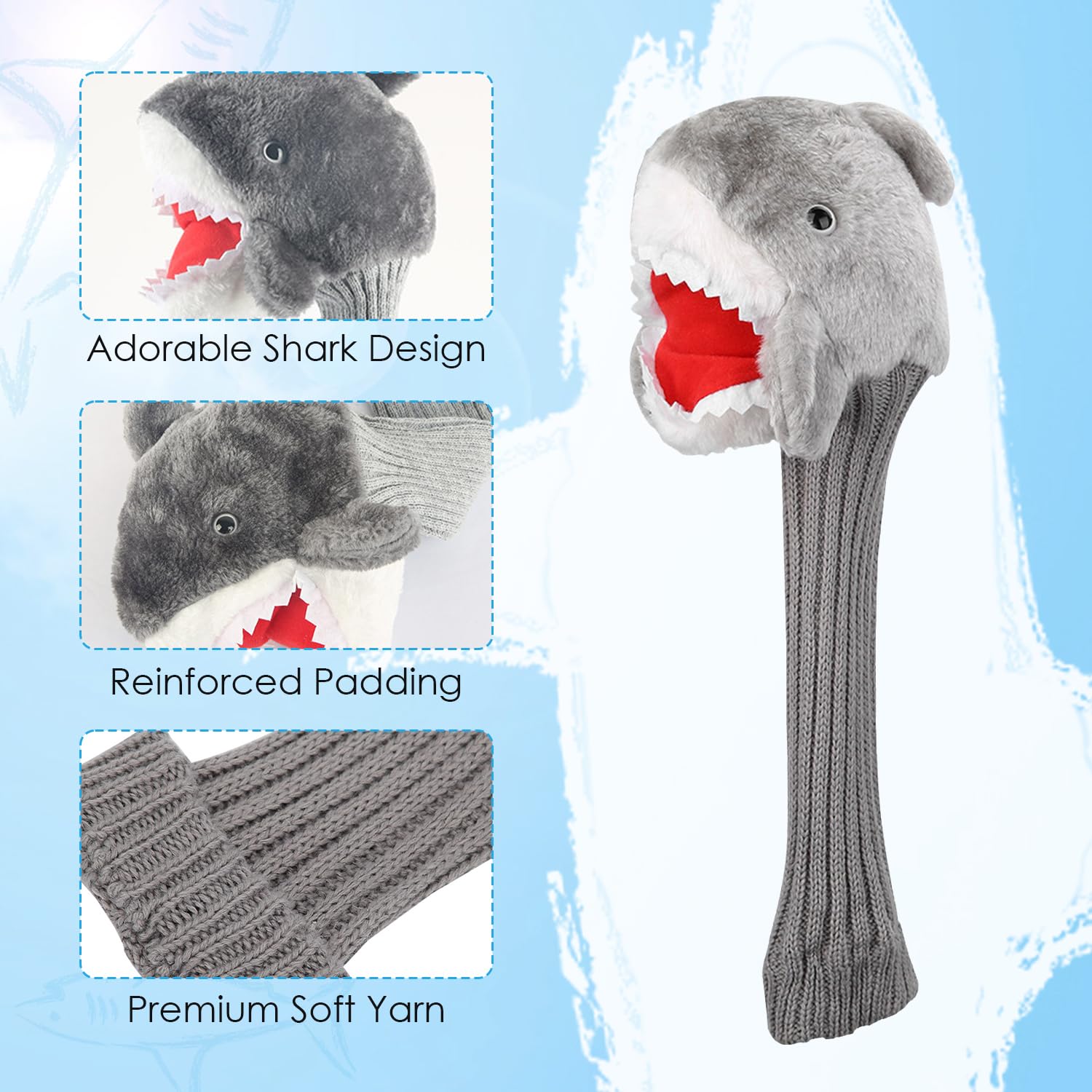 Cubre Conducto de Golf Forma Tiburón, Protector de Cabeza de Punto para Controlador Madera 3 y 5 (1 Pieza)