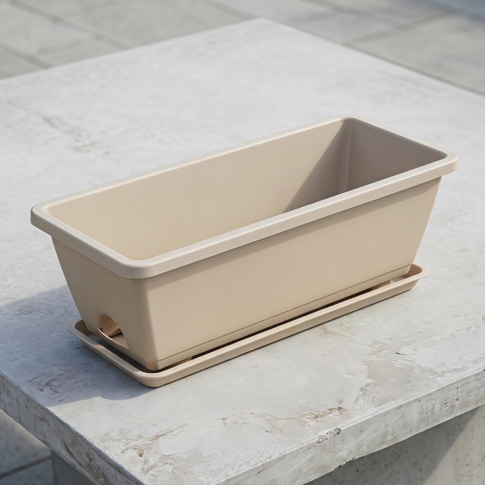 Hemobllo 4ensembles Set De Jardinières Rectangulaires avec Réserve Eau Pots De Fleurs Ventilés Et Drainage Jardinière Extérieure Médium Grise pour Potager Balcon Et Rebord De Fenêtre