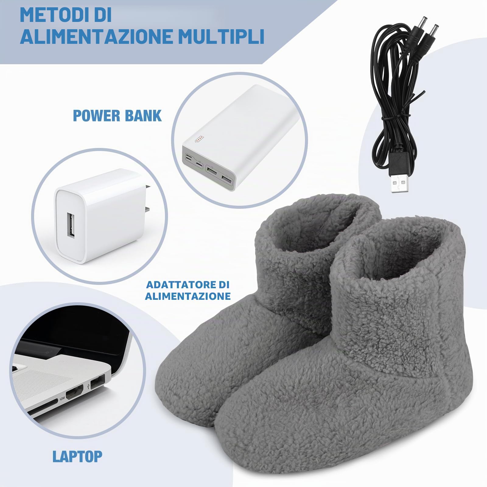Mineup Pantofole Riscaldate Elettricamente, Scaldapiedi Elettrico Riscaldato, Scaldapiedi Riscaldate USB, Riscaldat Piedi Scalda Per Uomini Donne Uso Interno, Pad Riscaldante Per Donne Uomini (39-43)