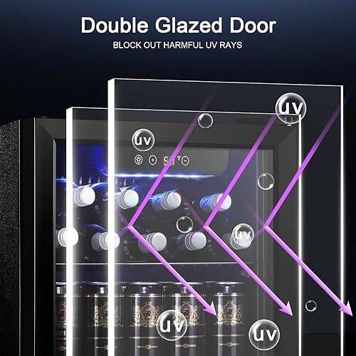 Miniatura 6 de Antarctic Star Refrigerador de 12 botellas para 48 latas, mini puerta de vidrio para cerveza, bebidas gaseosas o vino, refrigerador independiente