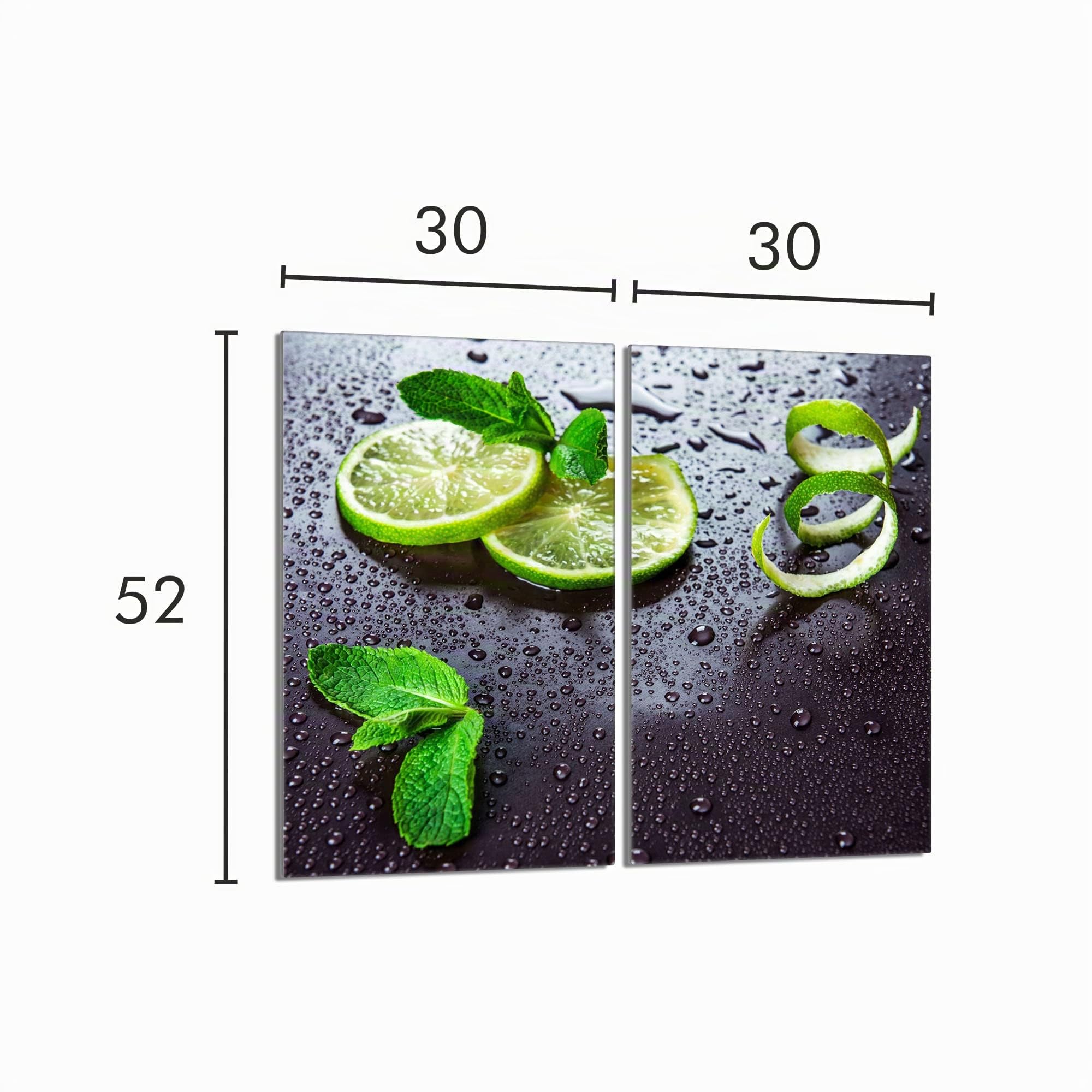 Tabla de cortar decorativa de cristal templado y cubre vitro, Placa protectora de vitrocerámica 30 x 52 cm 2 piezas, para inducción, protección contra salpicaduras, decoración, CAL