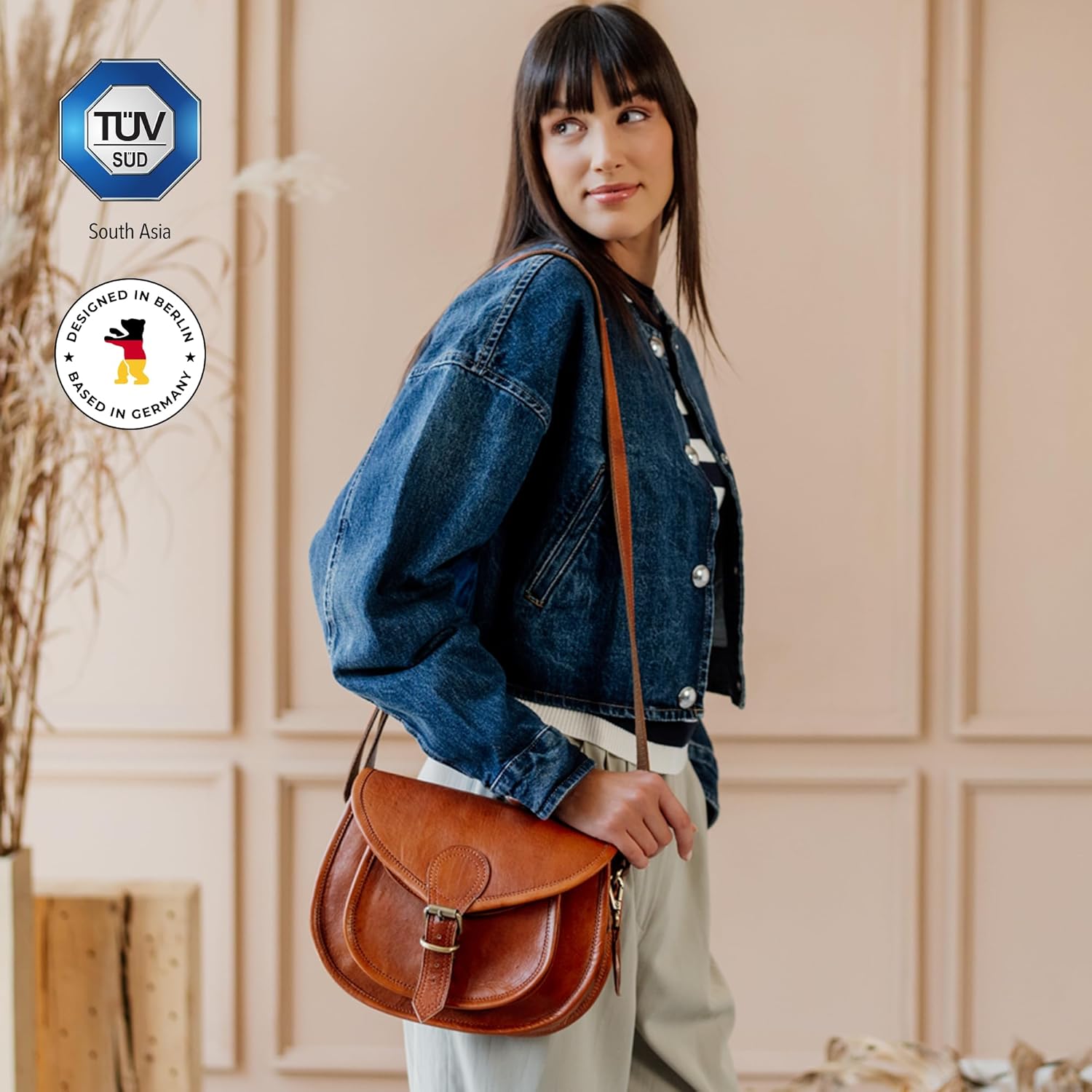 Berliner Bags Vintage Genuine Leather Shoulder Bag Dakota, Crossbody Bag, Small Purse for Women - Brown - Image 3