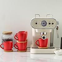 Vista 72 de Hasense Juego de tazas y platillos de porcelana para capuchino de 6 a 6 onzas Demitasse Espresso con asa, perfectas para café con leche, café moca