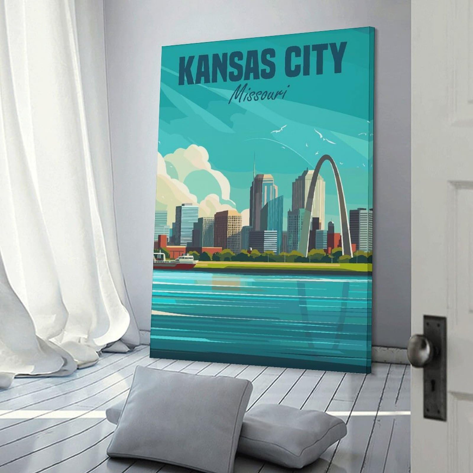 Junmoney Kansas City Missouri Decorative Wall Artwork, 20x30inch(50x75cm), for Study, Office Or Focused Interiors, A Smart Decor Choice for Study Walls