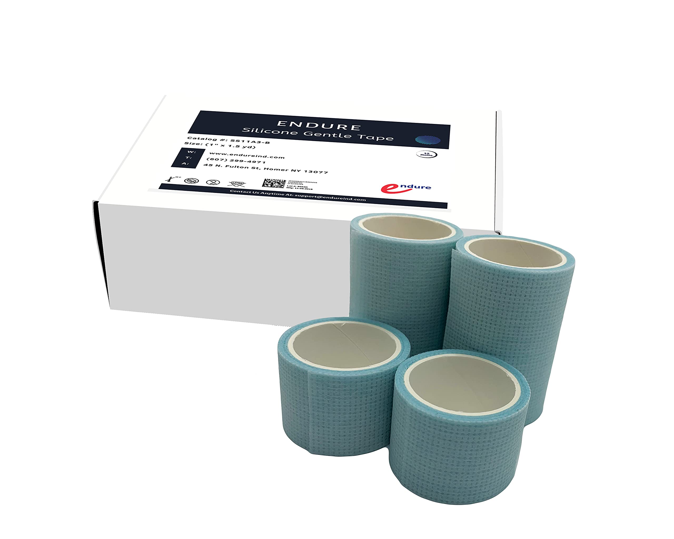 Endure Altape, Soft Hypoallergenic Silicone Gentle Removal Tape, Box of 12, Painless Easy Removal for First Aid (1 Inches Width x 5.5 Yards Length)