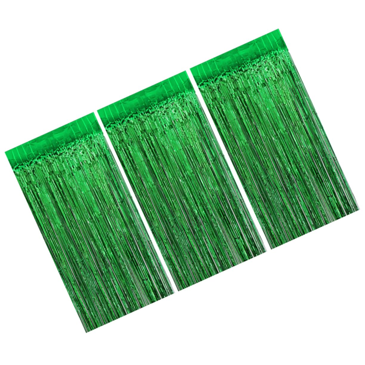 OFFSCH 3pcs Green Tinsel Foil Fringe Curtain for Birthday Party Photography Shiny Decorative Backdrop for Weddings Festivals and Events for Doorways and Walls