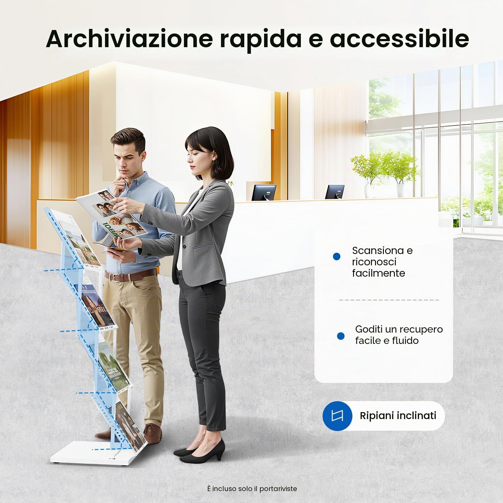 4 Livelli Supporto da Banco Pieghevole Espositore Display Supporti per Riviste Scaffali per Ufficio Cataloghi Supporti per Letteratura in Metallo per Cataloghi Volantini Depliant