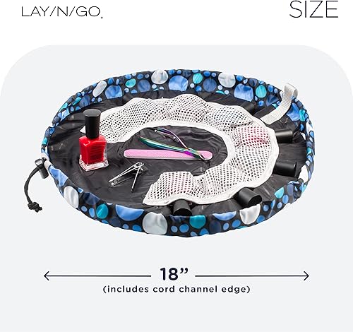 Miniatura 5 de Lay-n-Go NailSpa Bolsa de cosméticos con cordón  Bolsa organizadora portátil de suministros de uñas con 8 bolsillos de malla elástica y centro