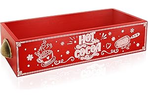 Hot Cocoa Bar Christmas Decor Wooden Storage Box