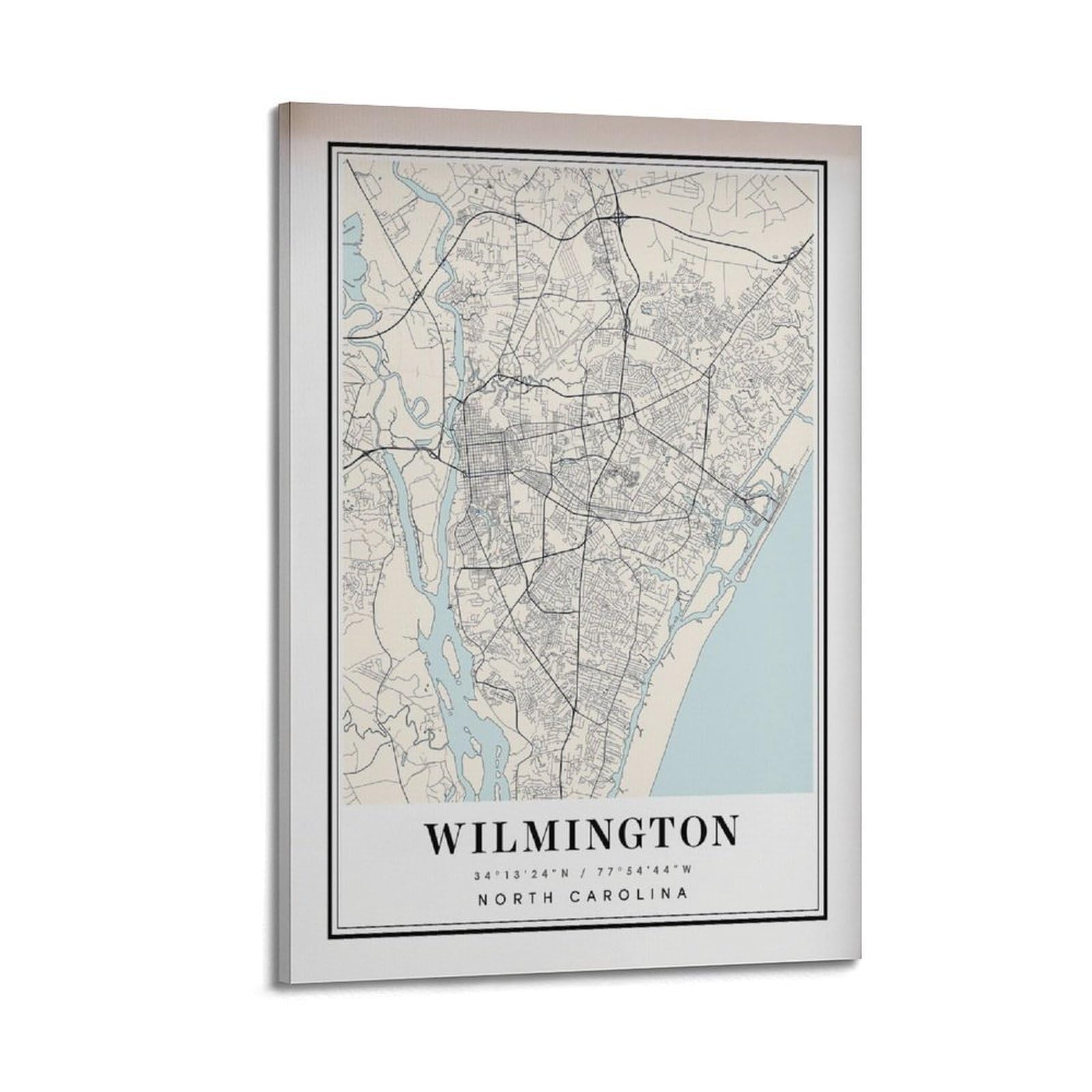 xiaoxiaoshen Wilmington NC Map Canvas Poster Wall Art Prints Room Aesthetic Murals Bedroom And Living Decorations 20x30inch(50x75cm)
