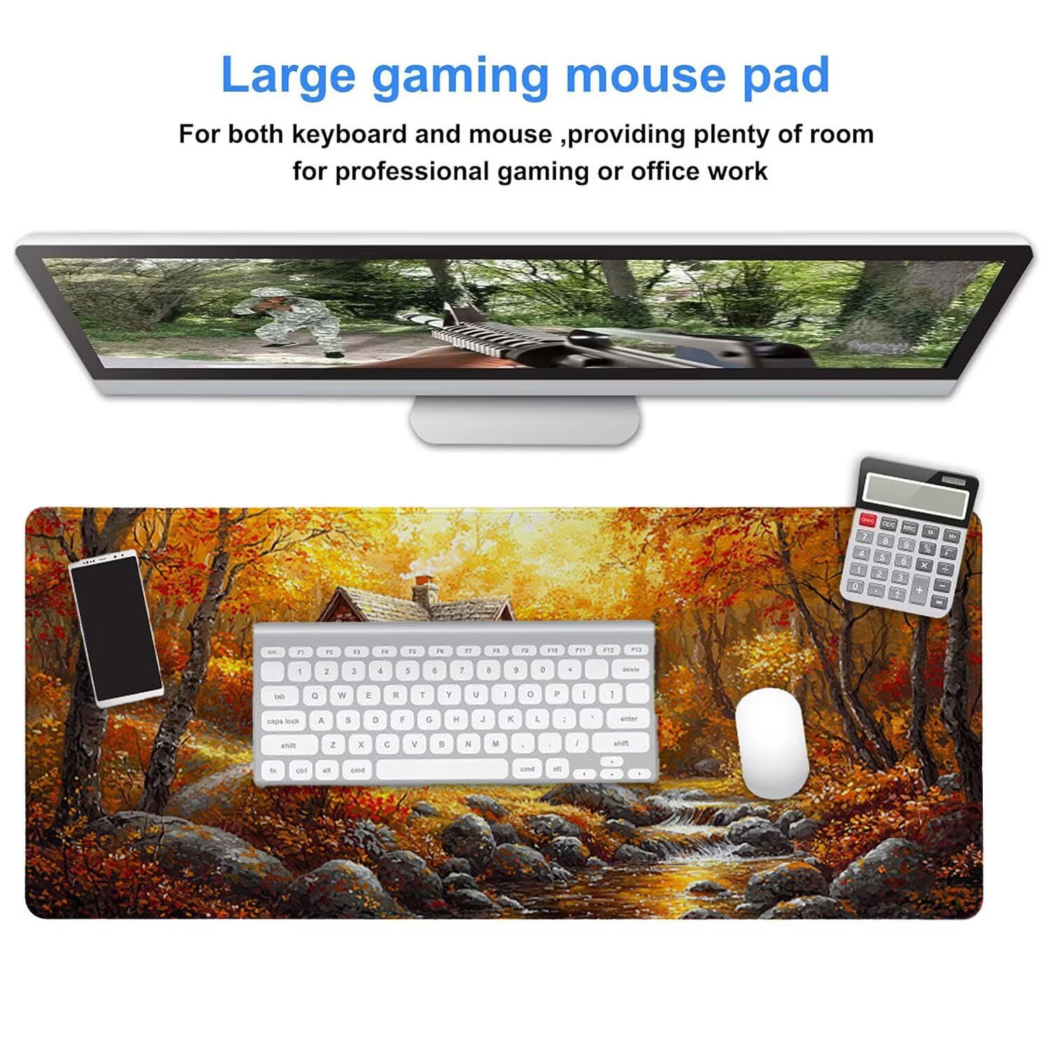 Podkładka pod mysz do gier, 1600 x 800 mm, XXL, duża gamingowa podkładka pod mysz, wodoodporna podkładka pod mysz, długa podkładka na biurko z przeszytymi krawędziami, mata na biurko z gumową
