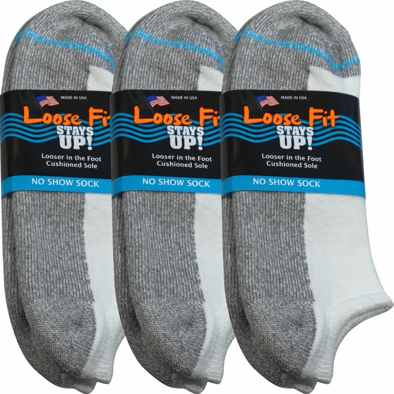 Calcetines de ajuste suelto, acolchados, 3 unidades, talla pequeña, color blanco