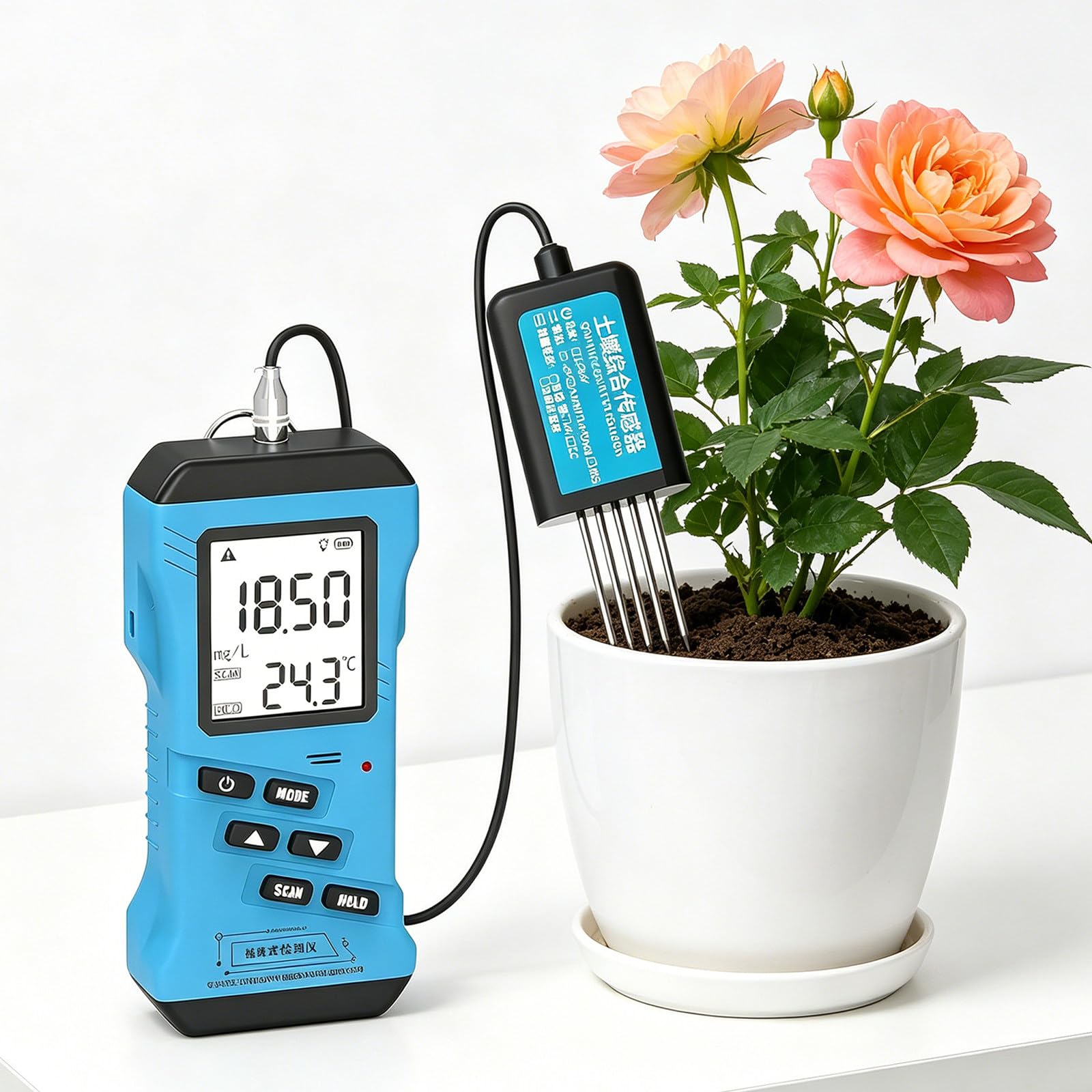 CLEASEBILY Soil Moisture Meter – 7-in-1 nutrient conductivity tester; instant results, high-sensitivity, no app needed, for backyard garden, farm, lawn, greenhouse