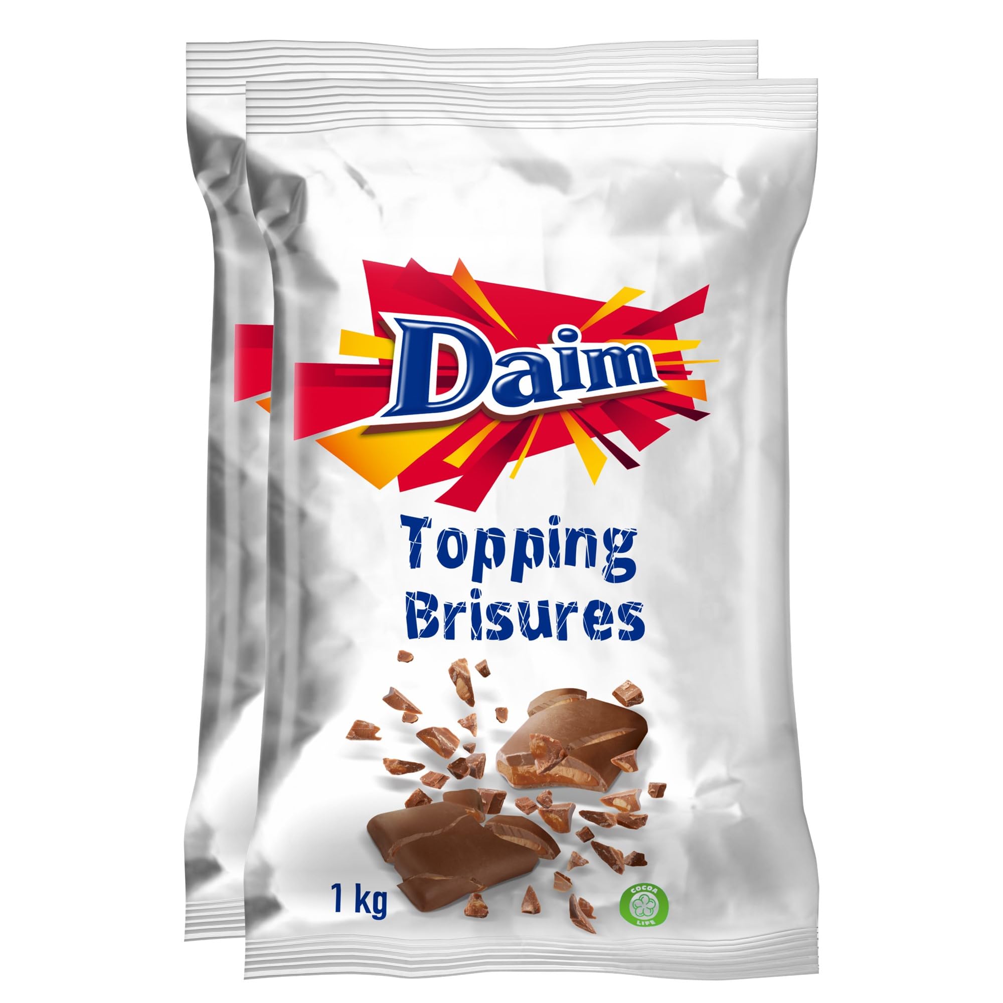 DAIM - Brisures au Chocolat au Lait et Éclats de Caramel - Idéal pour Desserts et Pâtisseries - Format Familial - 2 Sachets de 1 kg