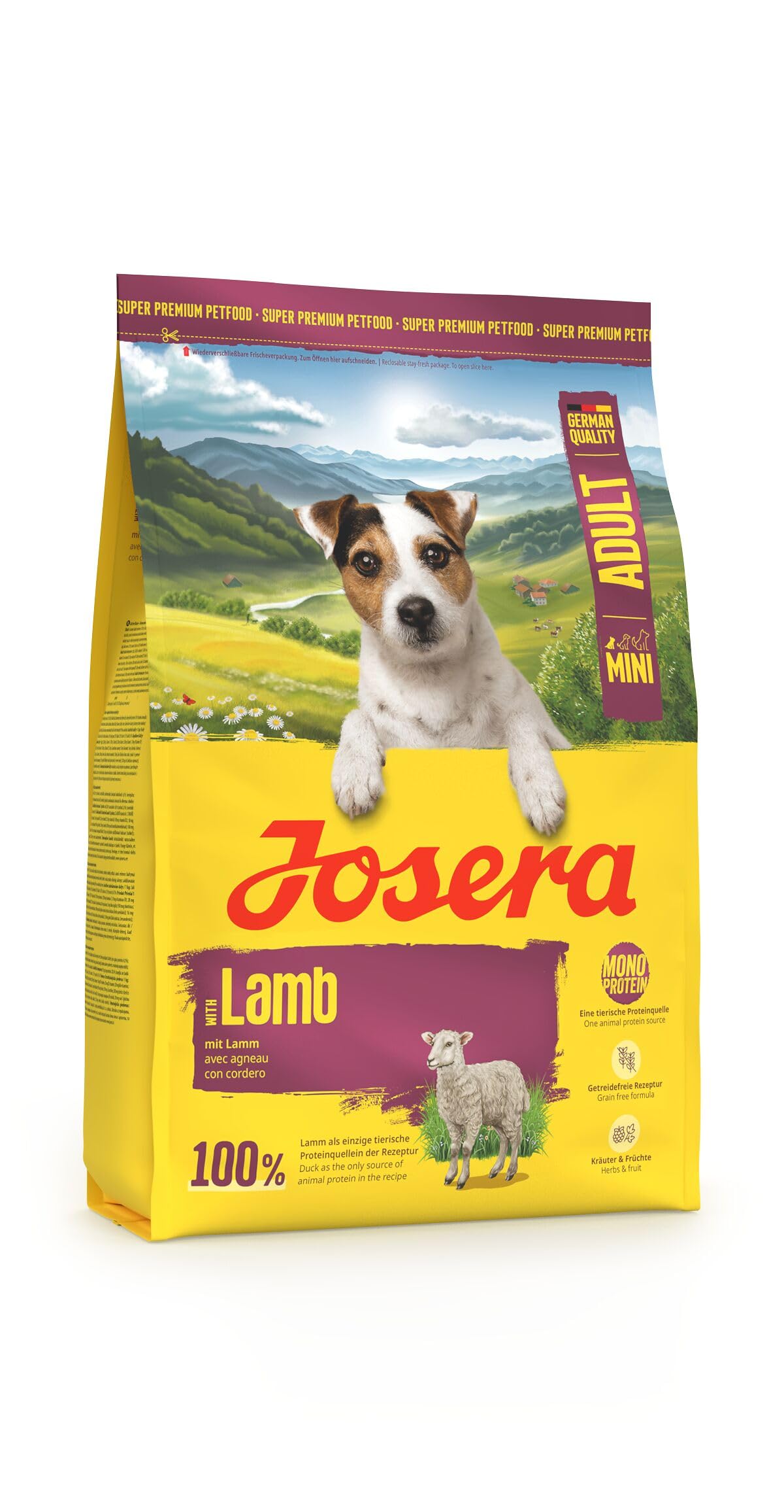 JOSERA Mini Adult Lamm (1 x 3 kg) | Premium Trockenfutter fr ausgewachsene  Hunde Kleiner Rassen | mit Skartoffel, Kruter & Frchten | kleine  Kroketten | extravertrglich | getreidefrei | 1er Pack : Amazon.de: Haustier