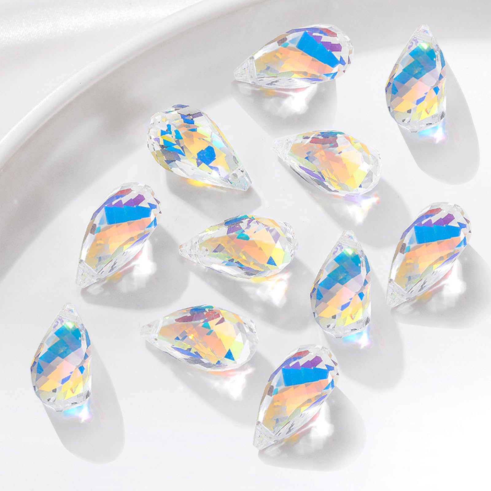 10 Pcs Crystal Pendants Water Drop Transparent with Keychains,DIY Jewelry Accessories for Bags,Home Decor