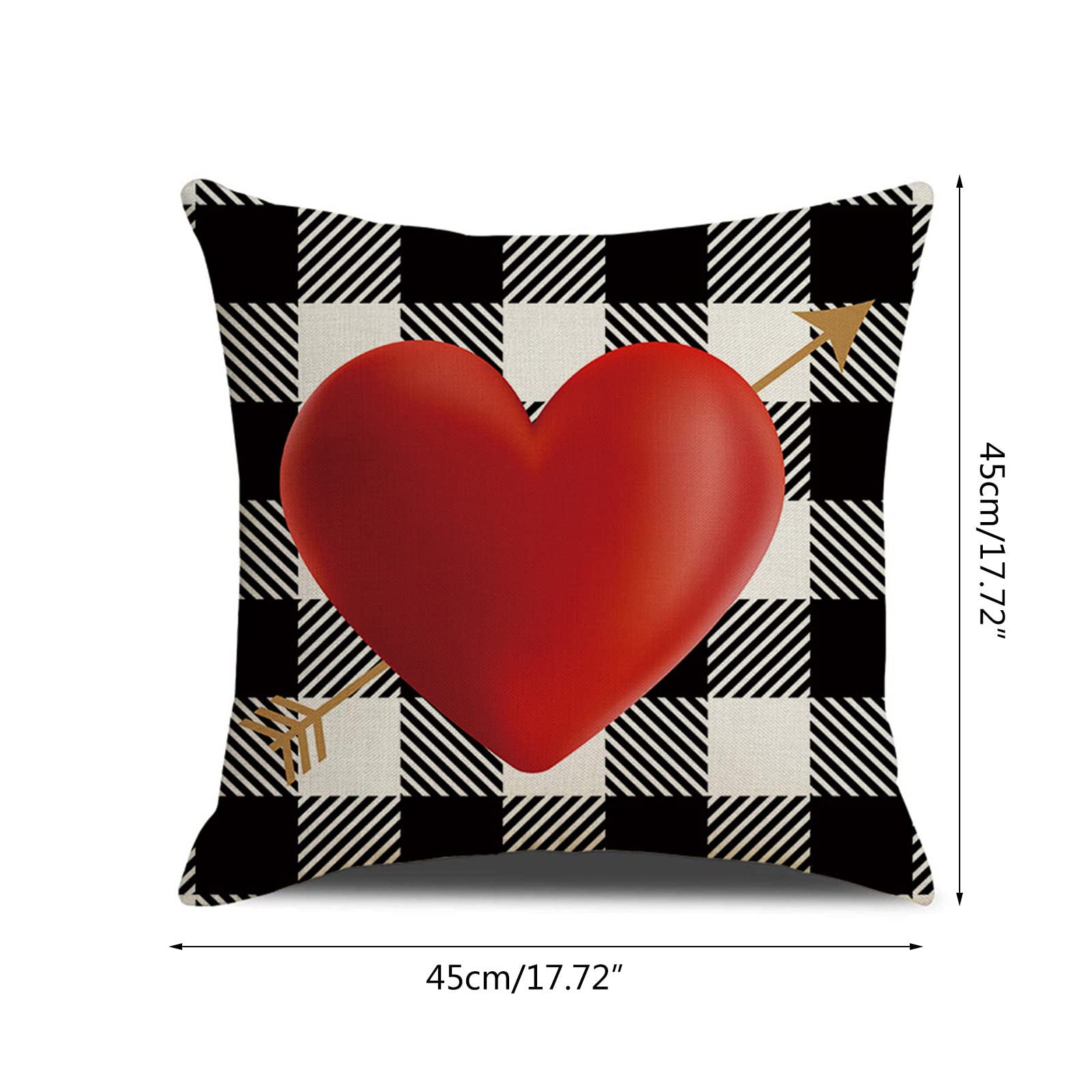 Valentinstags-Kissenbezüge Set – 2x 45,7 Cm Mit Roten Herzen Auf Schwarzem Aquarell-Streifen