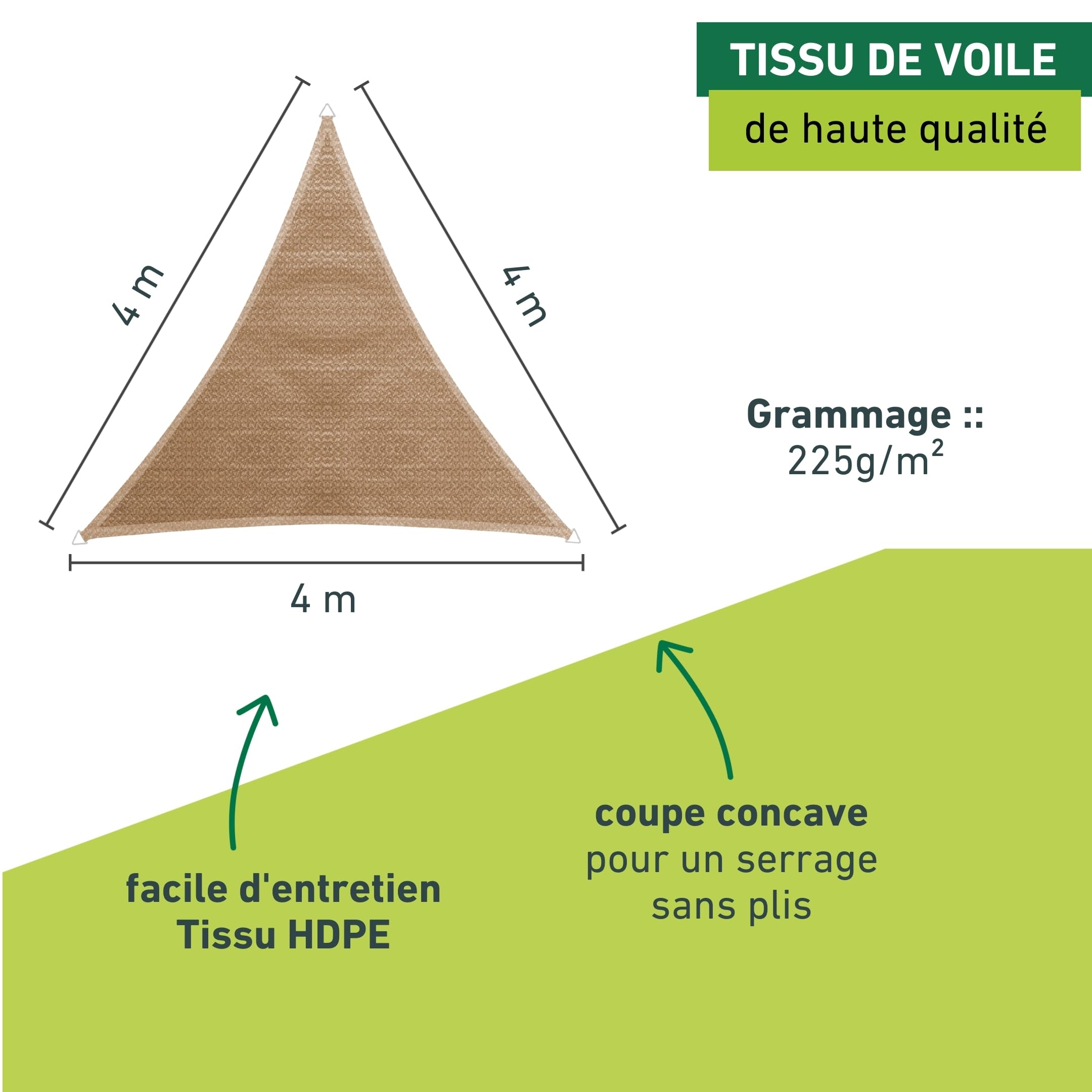 Windhager Capri 10751 Voile d'ombrage Triangulaire 4 x 4 m (égalise) Protection Solaire pour Jardin et terrasse Anches résistantes aux UV et aux intempéries