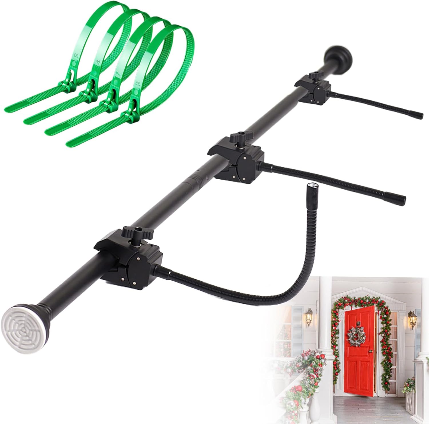 Garland Hanger for Front Door , Adjustable Fits 18"- 82" Door Widths , Heavy-Duty Christmas Halloween Decoration Holder for Wreaths, Lights & More , No Screws, Drilling, No Damage Door(18”-82”) Medium