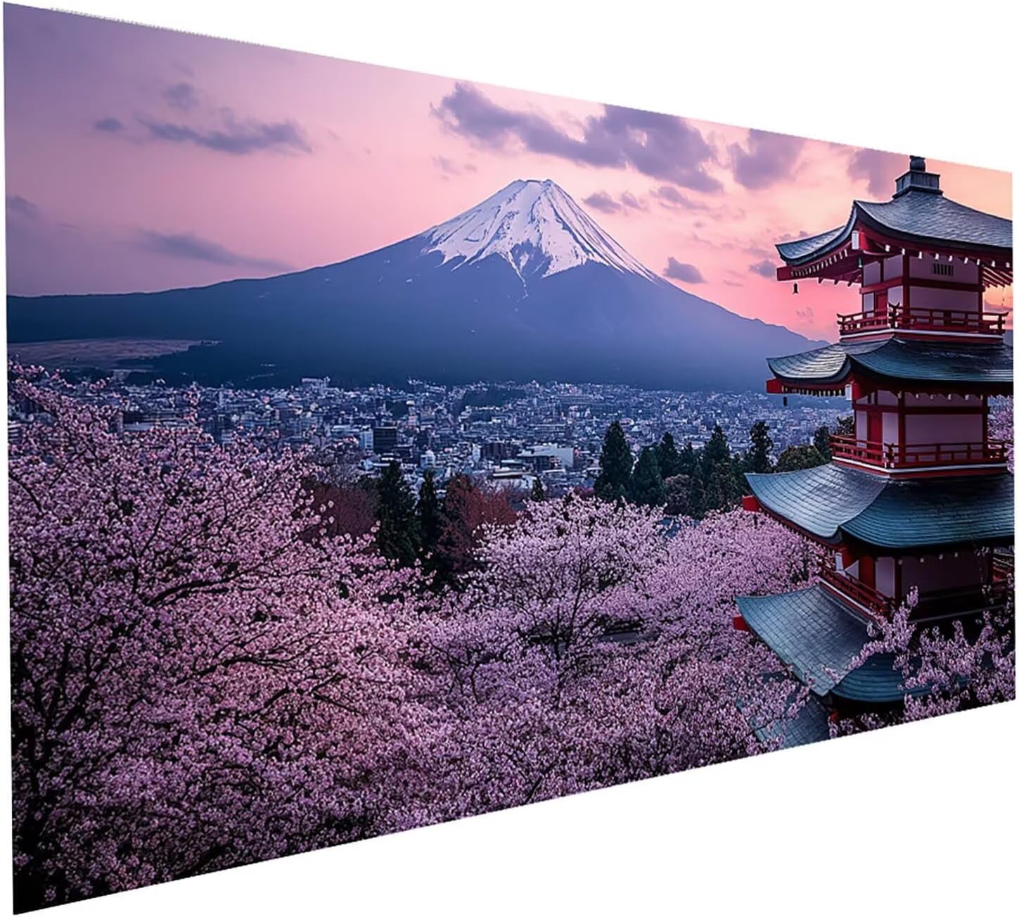 Mount Fuji Diamond Art Kits for Adults, Round Full Drill Paint by Nmbers12x24in, Crystal Gem Art City Diamond Painting, Rhinestones Cross Stitch Embroidery Kit, Crafts for adults Gifts Model-03442
