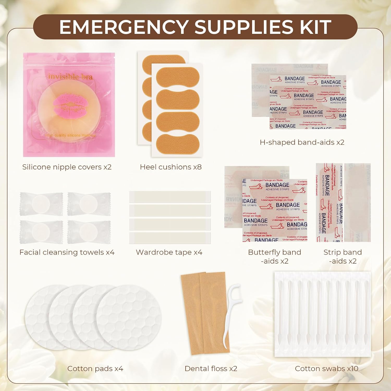 HDFCLUP 80-Piece Wedding Emergency Kit for Bride & Bridesmaids – The Essential Bridal Emergency Kit & Wedding Gift Set with Beauty & Care Supplies-White