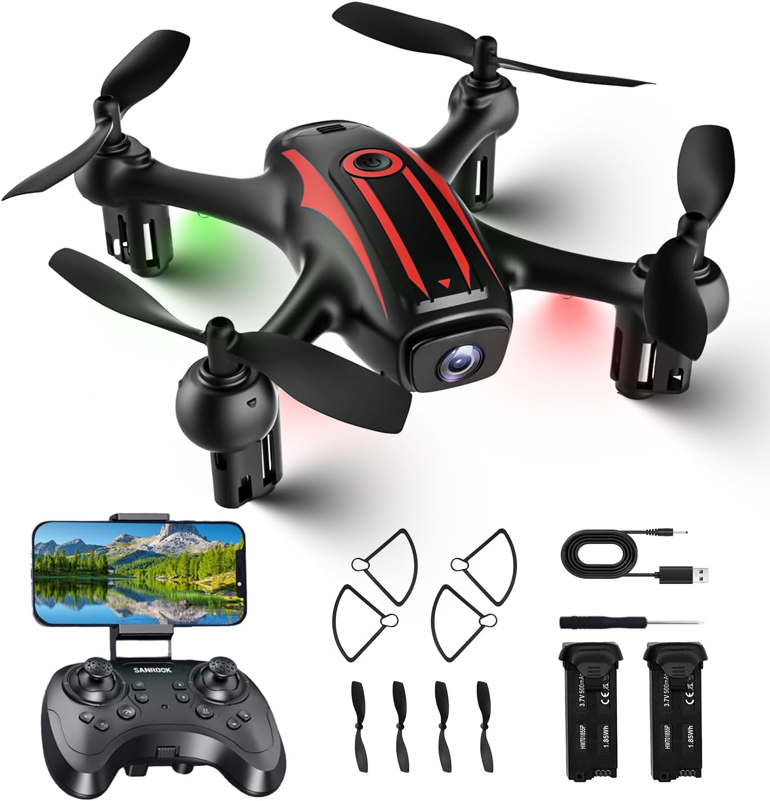 Drones for Kids 8-12, Drone with Camera 1080P for Kids Adults, FPV Drone with 2 Batteries, Mini Drone Gesture Photo, Wifi RC Quadcopter, 3 Speed Mode, 3D Flips, Altitude Hold, Kids Drones for Boys