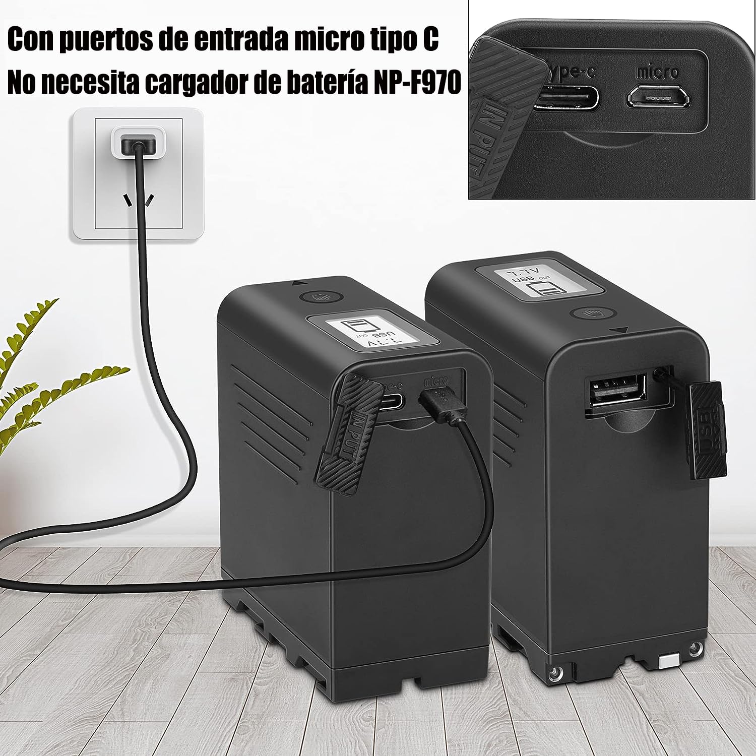 JYJZPB 2pcs 8800mAh NP-F970 Batería de Reemplazo para Sony NP-F970 NP-F960 NP-F950 F750 F770 F550 F530 F330 F570, con Pantalla LCD y Puerto de Salida USB