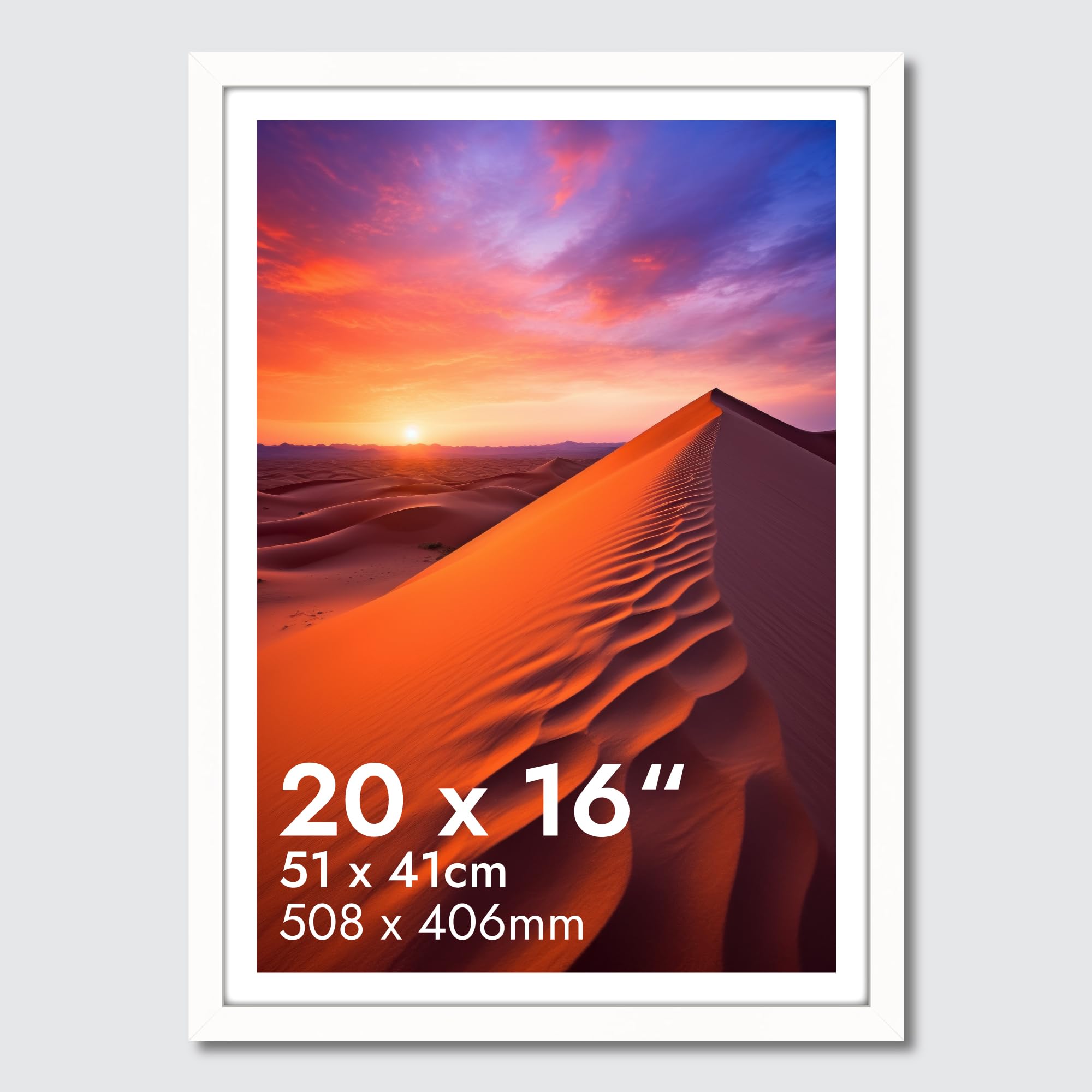 Hnk Homestore White Hnk 16X20 Inch Picture Frame Solid Wood And Shatterproof Perspex, Photo Frames 51X41cm Dual Orientation Landscape Or Portrait, 20X16 Inch Picture Frame Wall Hanging Display Photos (White)