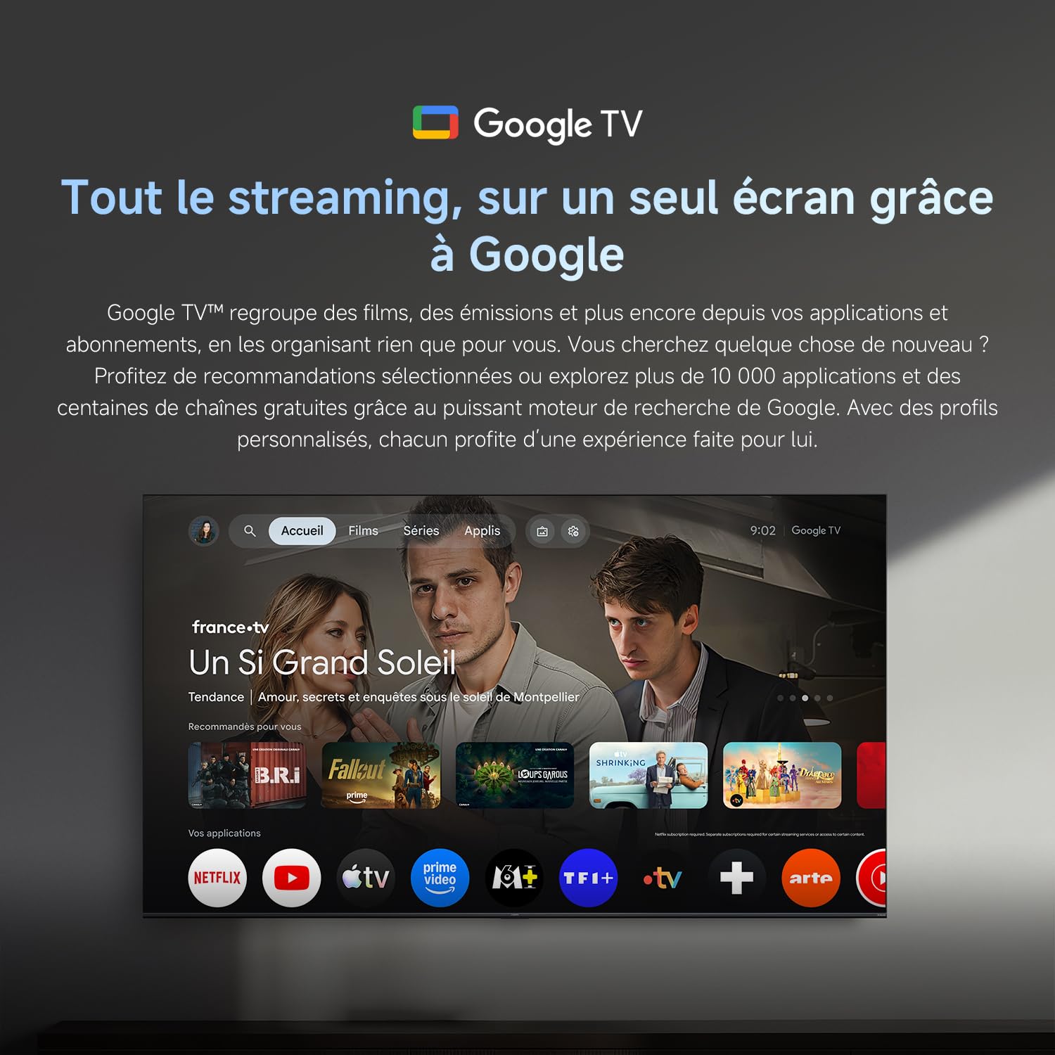 XIAOMI TV S Mini LED 75"(190 cm), QLED Mini LED Télévision, 4K UHD, Smart TV avec Google TV, HDR10+, Triple Tuner, DVB T2, 60Hz avec 120Hz Game Boost Mode, MEMC, Dolby Audio, Airplay 2