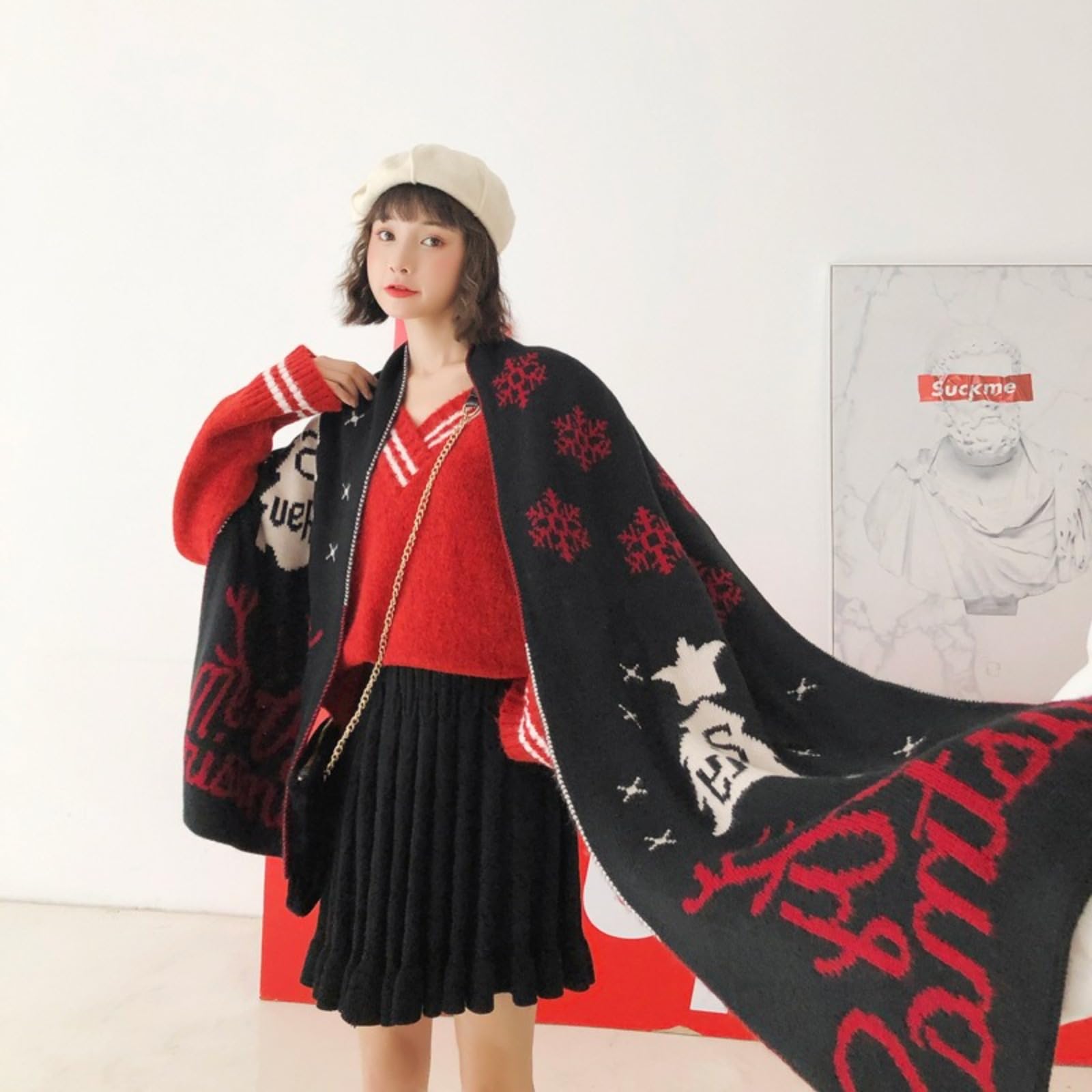 Knitted Warm and Versatile Shawl for Autumn and Winter, Scarf