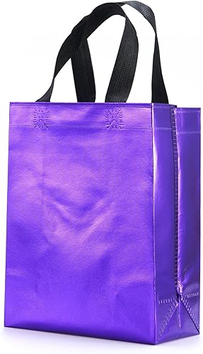 Miniatura 6 de LOOKSGO 12 bolsas de regalo reutilizables no tejidas con asas para recuerdo de fiesta 8 pulgadas de ancho x 4 pulgadas de largo x 10 pulgadas de alto